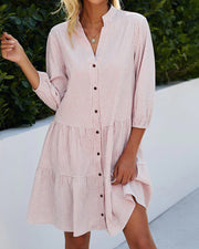 Lyka - kariertes A-Linien-Kleid mit Knopfleiste für Damen | ähnelt einem Hemdblusenkleid
