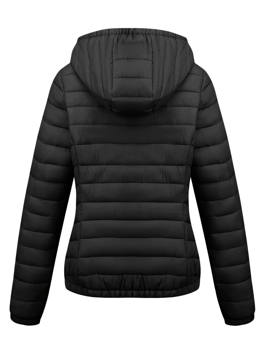 Moderne Pufferjacke Mit Reißverschluss Für Damen | Schräge Taschen