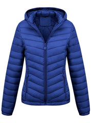 Moderne Pufferjacke Mit Reißverschluss Für Damen | Schräge Taschen