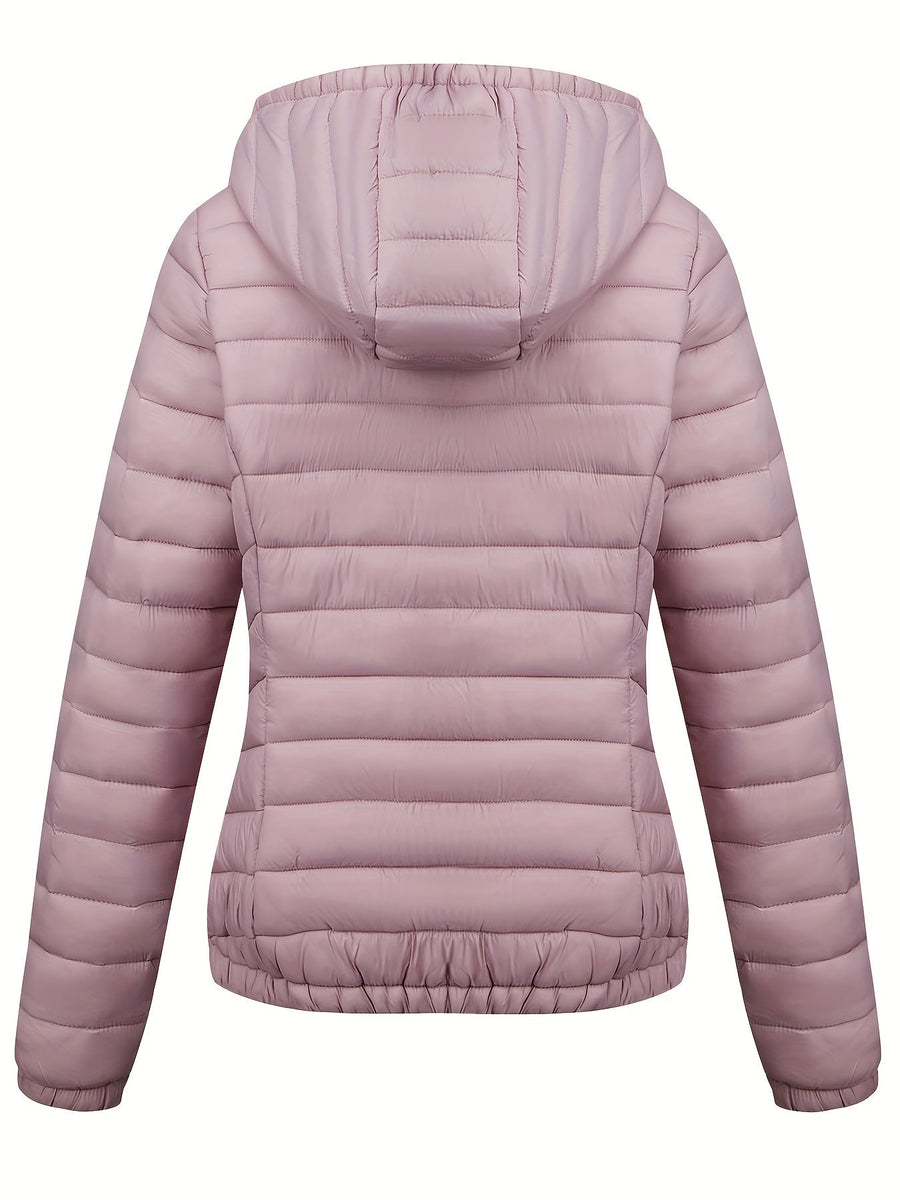 Moderne Pufferjacke Mit Reißverschluss Für Damen | Schräge Taschen