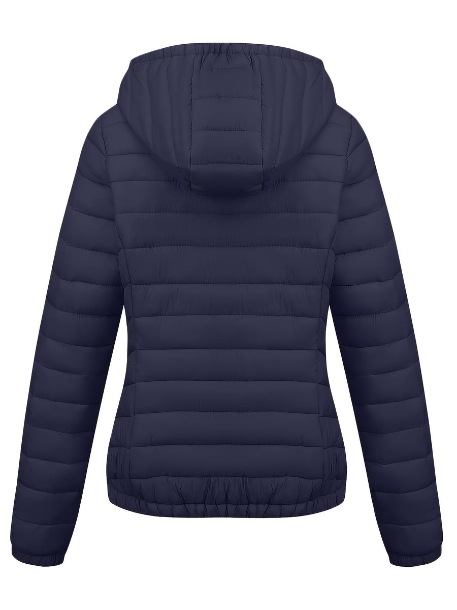 Moderne Pufferjacke Mit Reißverschluss Für Damen | Schräge Taschen