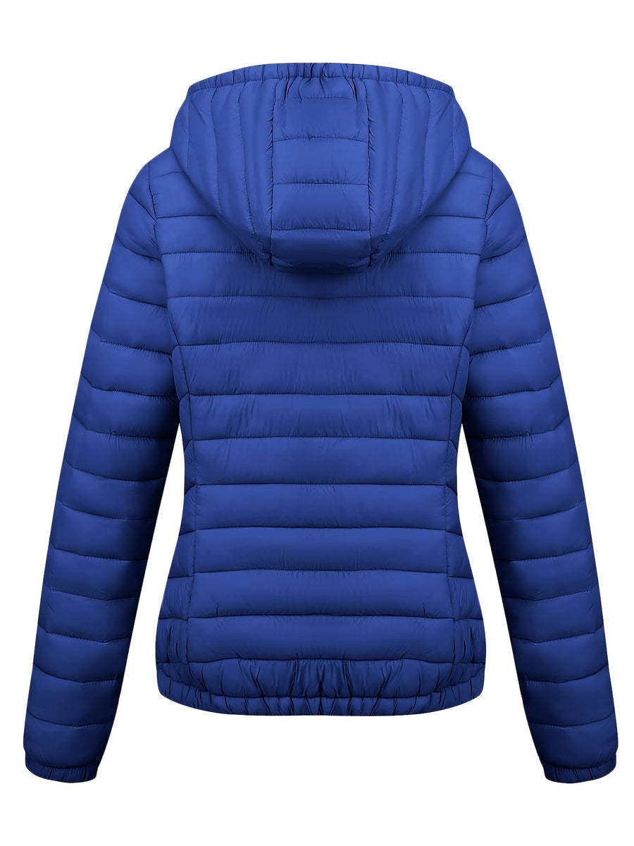 Moderne Pufferjacke Mit Reißverschluss Für Damen | Schräge Taschen