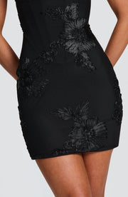 Figurbetontes Corset Mini Kleid Mit Floralen Applikationen
