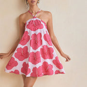 Florales Neckholder-Minikleid für Damen