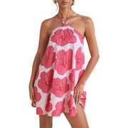 Florales Neckholder-Minikleid für Damen