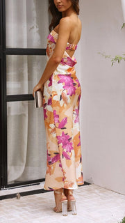 Florales Trägerloses Maxi Kleid Für Formelle Anlässe