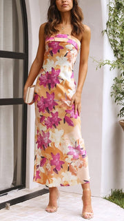 Florales Trägerloses Maxi Kleid Für Formelle Anlässe
