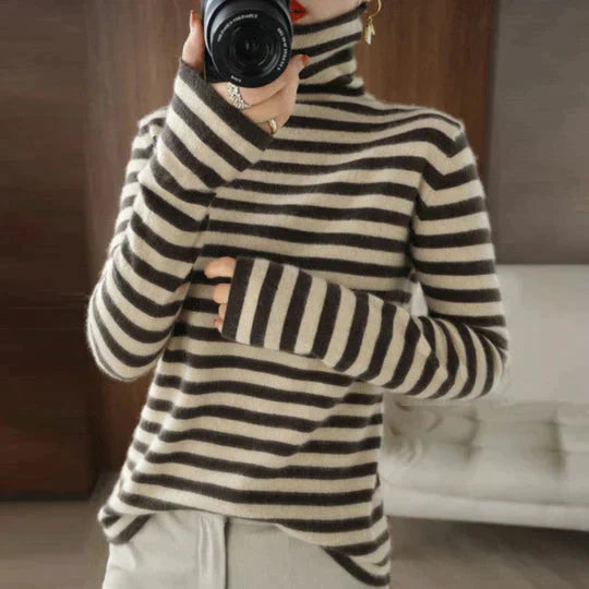 HARPER | GESTREIFTER ROLLKRAGENPULLOVER