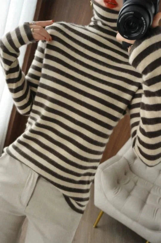 HARPER | GESTREIFTER ROLLKRAGENPULLOVER