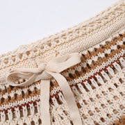 Gestreifte Herren-Shorts mit Lochmuster und Kordelzug