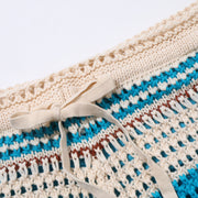Gestreifte Herren-Shorts mit Lochmuster und Kordelzug