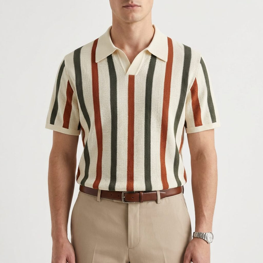 Gestreiftes Strick-Poloshirt für Herren