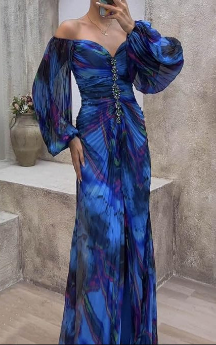 Maud™ - Langes Elegantes Plissee-Abendkleid