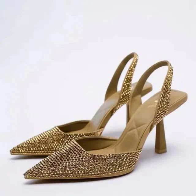 Glitzer Pumps Damen mit Strassbesatz