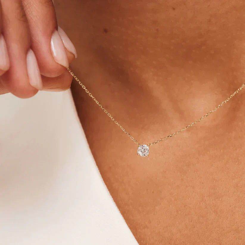 Lisandra® | Moissanit Stein Halskette | Gold