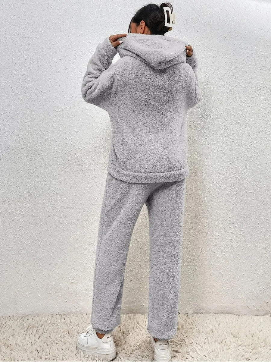 Damen Gemütlicher Teddy Hausanzug | Zweiteilig Warm