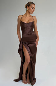Heidi-Mode | Maxi Kleid Pflaume Braun