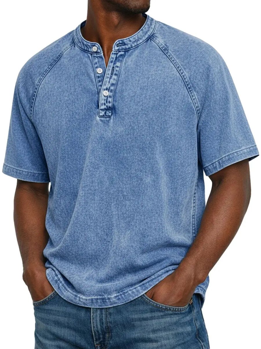 Henley Shirt Herren Kurzarm im Vintage-Look