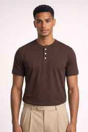 Henley T-Shirt Herren Kurzarm Basic