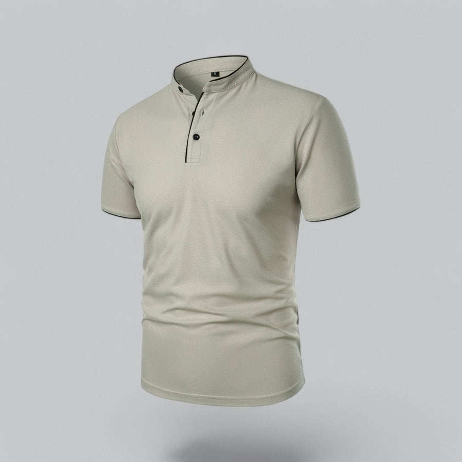Henley T-Shirt Herren Kurzarm Stehkragen