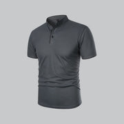 Henley T-Shirt Herren Kurzarm Stehkragen