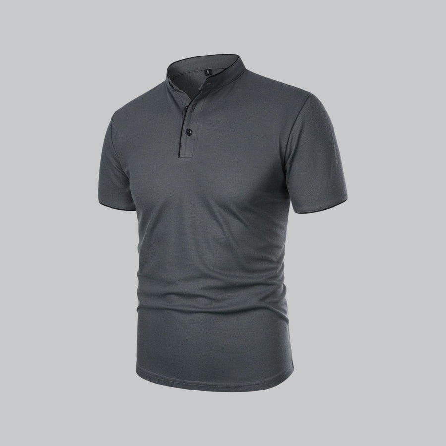 Henley T-Shirt Herren Kurzarm Stehkragen