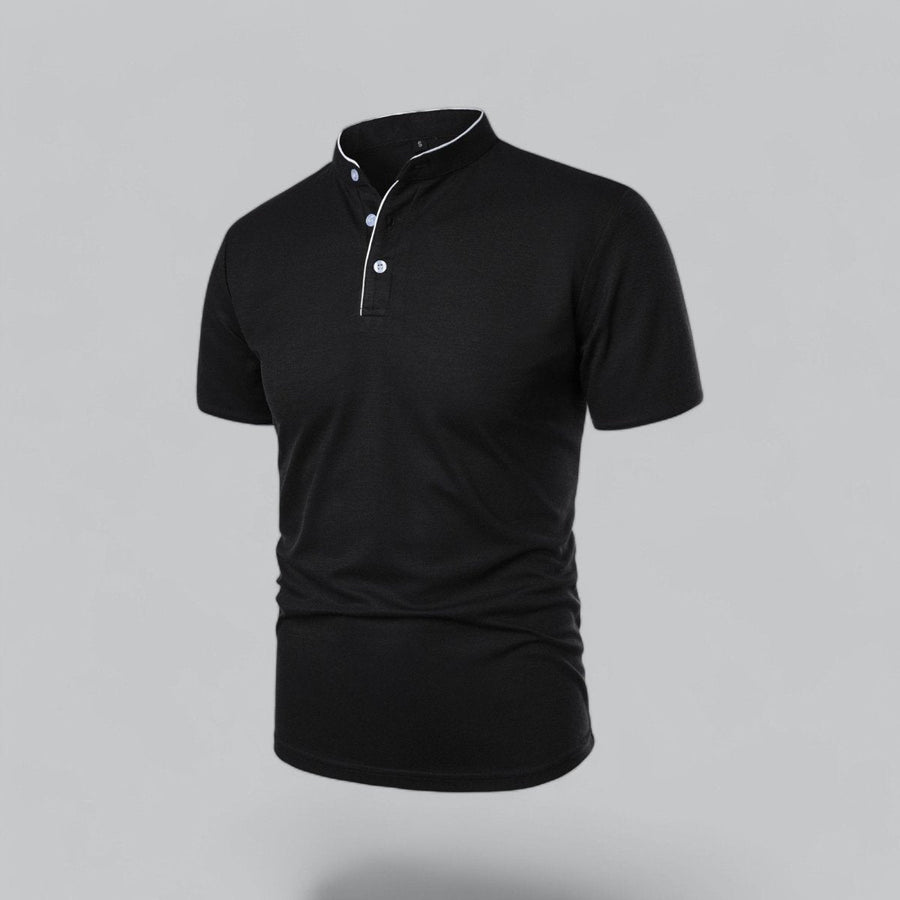 Henley T-Shirt Herren Kurzarm Stehkragen