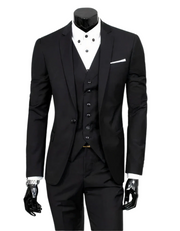 Heidi-Mode | 3 Teiliger Anzug mit Reverskragen Blazer Ärmelloser Weste und Schmaler Hose