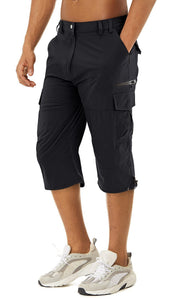 Herren 3/4 Cargo-Shorts mit Reißverschlusstaschen und Gürtelschlaufen