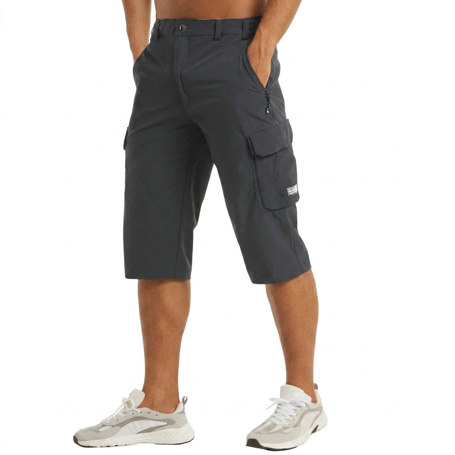 Herren 3/4 Cargo-Shorts mit Reißverschlusstaschen und Gürtelschlaufen