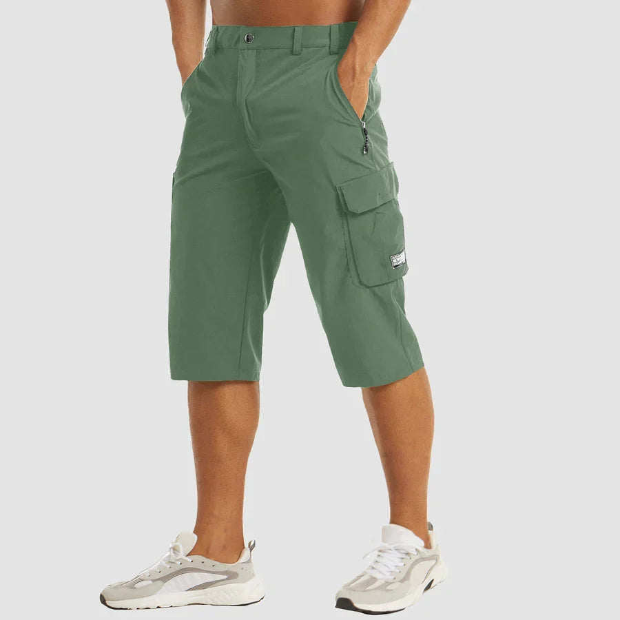 Herren 3/4 Cargo-Shorts mit Reißverschlusstaschen und Gürtelschlaufen