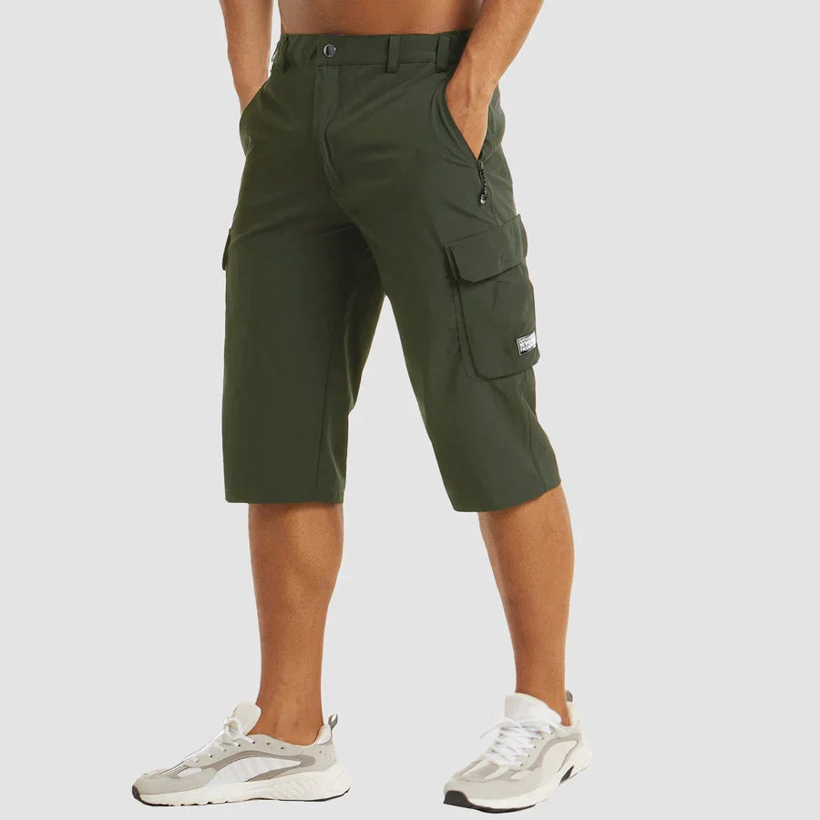 Herren 3/4 Cargo-Shorts mit Reißverschlusstaschen und Gürtelschlaufen