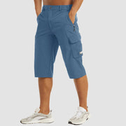 Herren 3/4 Cargo-Shorts mit Reißverschlusstaschen und Gürtelschlaufen