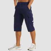 Herren 3/4 Cargo-Shorts mit Reißverschlusstaschen und Gürtelschlaufen