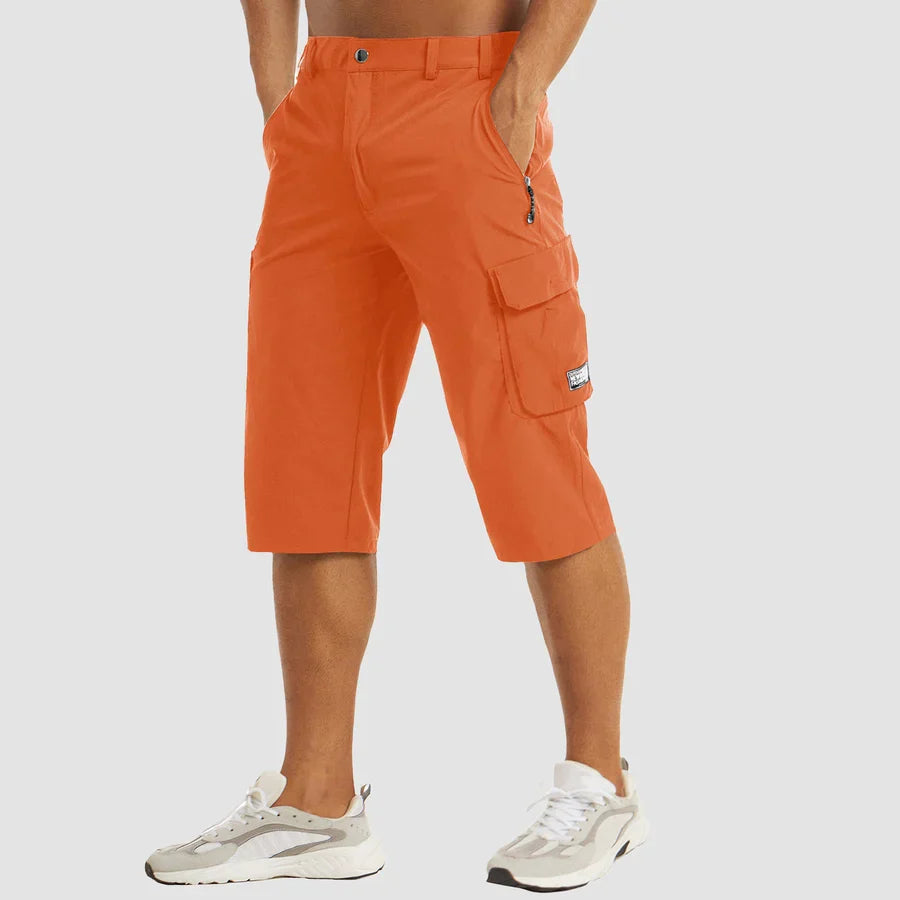 Herren 3/4 Cargo-Shorts mit Reißverschlusstaschen und Gürtelschlaufen