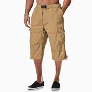 Herren 3/4 Cargo-Shorts mit Reißverschlusstaschen und Gürtelschlaufen