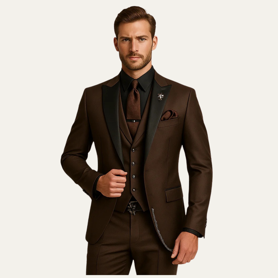 Herren Anzugset mit Sakko, Weste und Hose mit Reverskragen