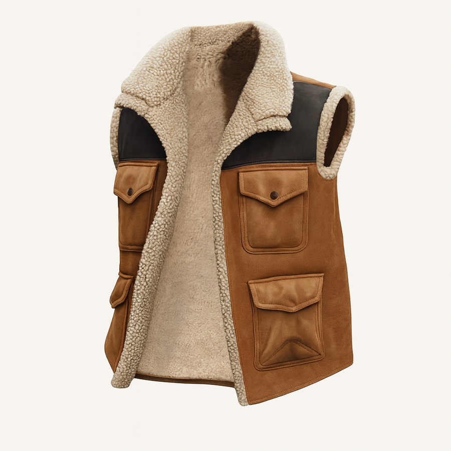 Herren Ärmellose Utility Weste mit Innenfutter und Aufgesetzten Taschen