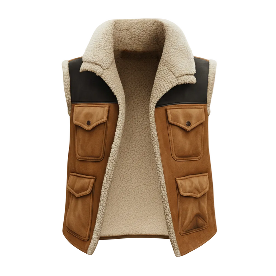 Herren Ärmellose Utility Weste mit Innenfutter und Aufgesetzten Taschen