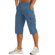 Herren Cargo Shorts Knielänge Seitentaschen Gürtelschlaufen Knopfverschluss