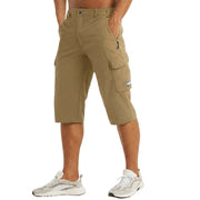 Herren Cargo Shorts Knielänge Seitentaschen Gürtelschlaufen Knopfverschluss