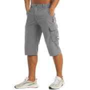 Herren Cargo Shorts Knielänge Seitentaschen Gürtelschlaufen Knopfverschluss