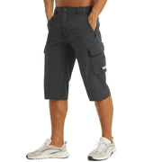 Herren Cargo Shorts Knielänge Seitentaschen Gürtelschlaufen Knopfverschluss
