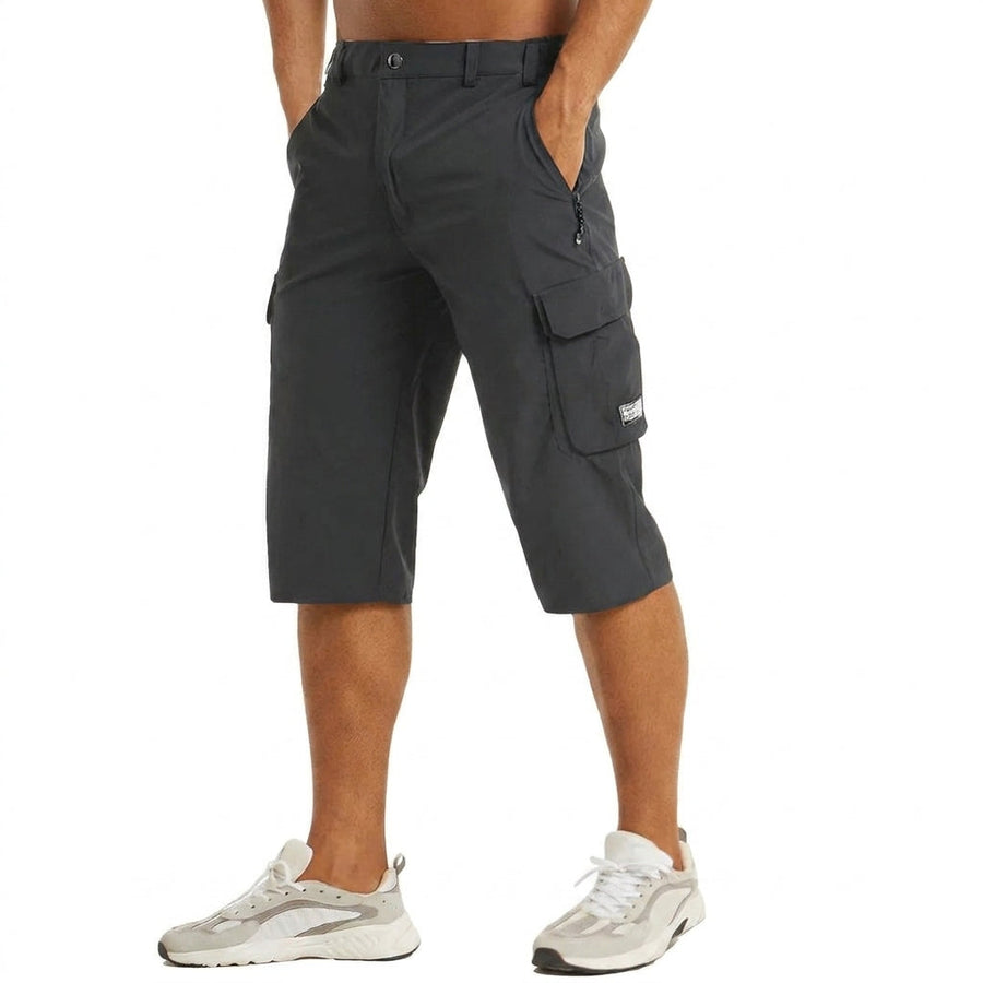 Herren Cargo Shorts Knielänge Seitentaschen Gürtelschlaufen Knopfverschluss