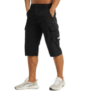 Herren Cargo Shorts Knielänge Seitentaschen Gürtelschlaufen Knopfverschluss