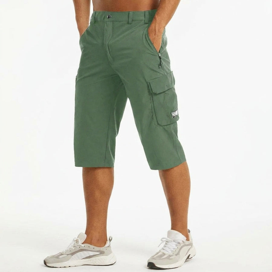 Herren Cargo Shorts Knielänge Seitentaschen Gürtelschlaufen Knopfverschluss