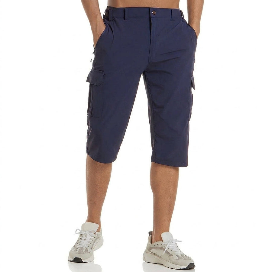 Herren Cargo Shorts Knielänge Seitentaschen Gürtelschlaufen Knopfverschluss