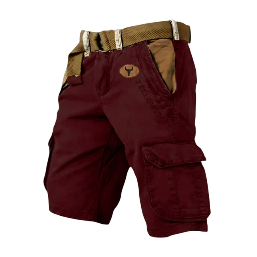 Herren Cargo Shorts mit Gürtel und Yellowstone Logo und Beintaschen