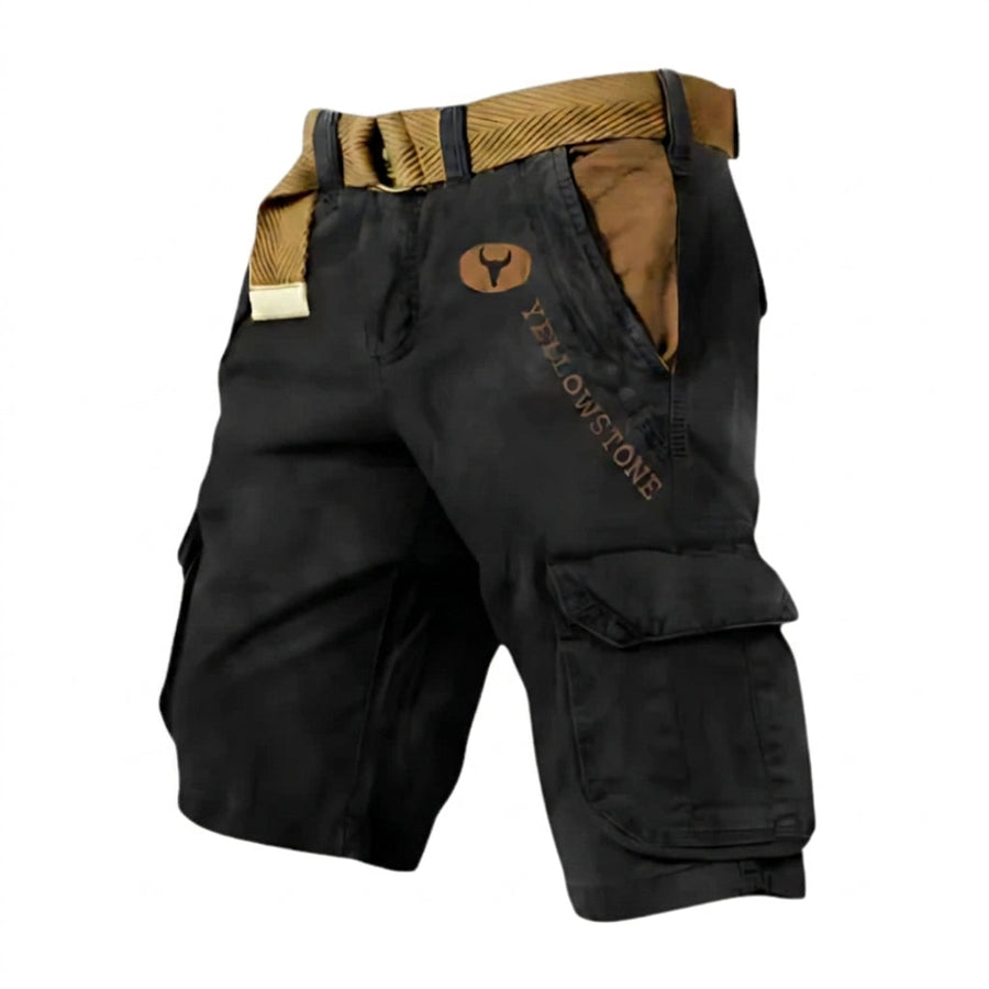 Herren Cargo Shorts mit Gürtel und Yellowstone Logo und Beintaschen