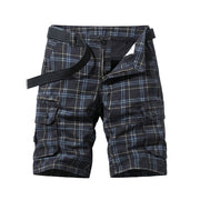 Herren Cargo Shorts mit Karomuster und Gürtel und Beintaschen